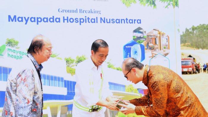 Presiden RI,Joko Widodo meresmikan groundbreaking dua rumah sakit di kawasan Ibu Kota Nusantara (IKN) di Penajam Paser Utara, Rabu (1/11/2023). TRIBUNKALTIM.CO/HO
