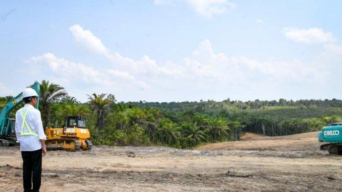 Presiden Jokowi tinjau lokasi pembangunan Bandar Udara Ibu Kota Nusantara di Penajam Pasear Utara, Kalimantan Timur pada Rabu (1/11/2023).