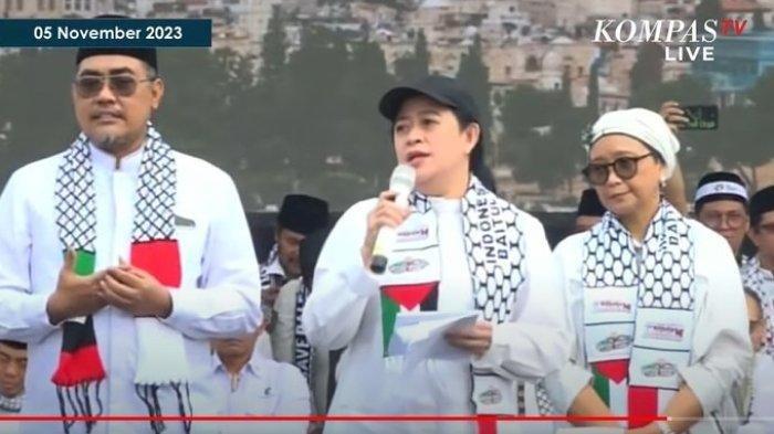 AKSI BELA PALESTINA - Puan Maharani menyebutkan dukungannya untuk Palestina, dirinya mengutuk keras aksi keji Israel terhadap bangsa Palestina.