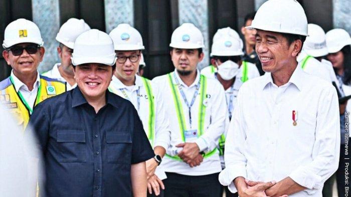 Presiden Jokowi saat sedang berada di IKN Nusantara, Kalimantan Timur tinjau pembangunan gedung kantor presiden.