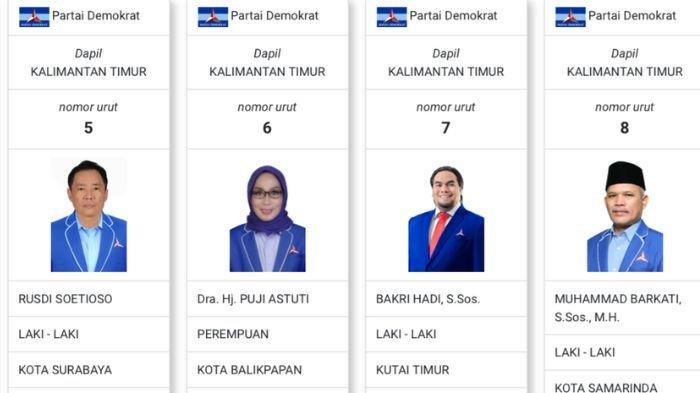 Nama-nama Daftar Calon Tetap atau daftar caleg DPR RI Kaltim 2024 Partai Demokrat dari nomor urut 5-6