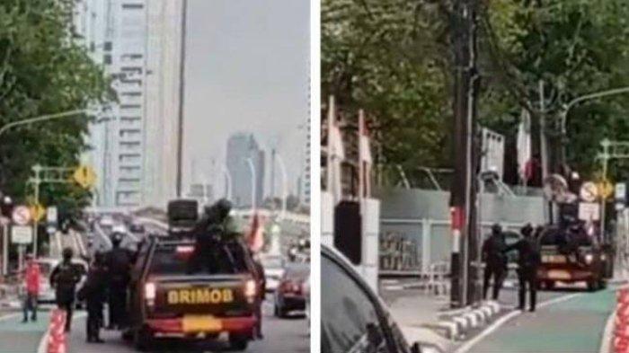 olase tangkapan layar video viral dengan narasi anggota Brimop mendatangi rumah relawan Ganjar Pranowo di Jakarta Pusat.