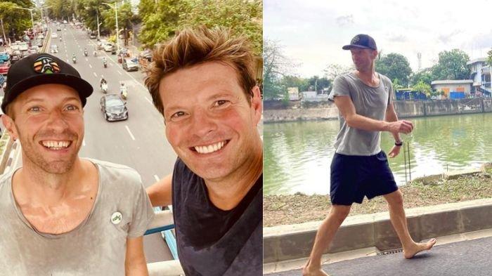 Chris Martin vokalis Coldplay jalan-jalan santai di Jakarta.