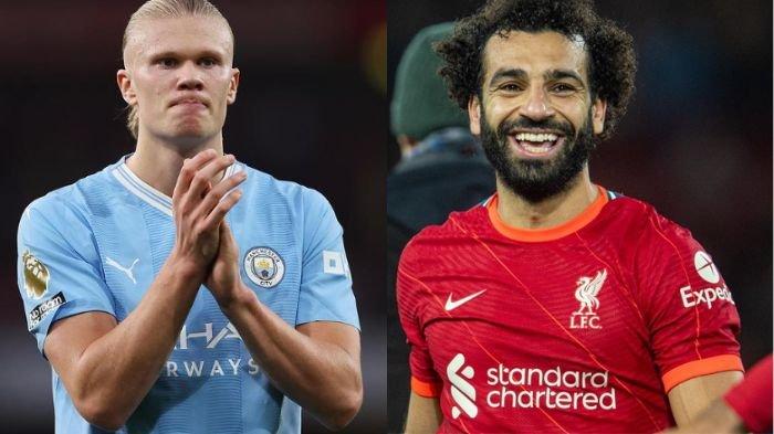Erling Haaland dan Mohamed Salah. Berikut prediksi skor Manchester City vs Liverpool di Liga Inggris besok lengkap susunan pemainnya.