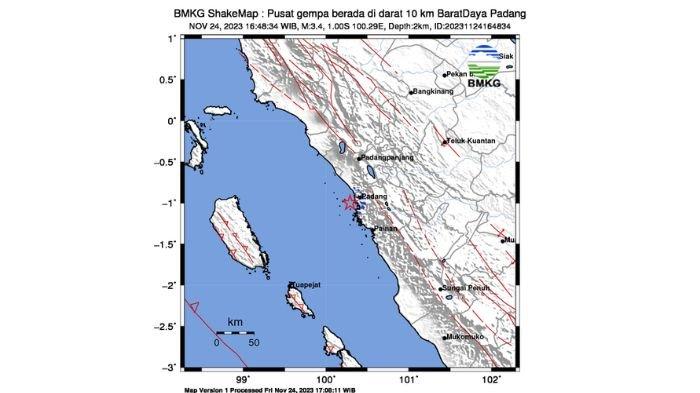 Info BMKG terkini, gempa 2 menit yang lalu di Padang.