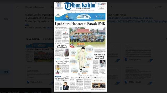 HL Tribun Kaltim 27 November 2023. Upah Guru Honorer di Bawah UMK - Mengabdi di Anggana-Kukar, Sambil Jualan Jilbab dan Buka Les Murid SD