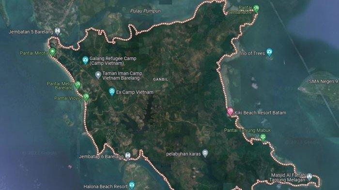 PULAU GALANG BATAM - Tangkap layar Pulau Galang, Kota Batam, Provinsi Kepulauan Riau (Kepri) menggunakan Google Maps. Warga di sana bereaksi terkait opsi pemerintah menempatkan pengungsi Rohingya di sana.