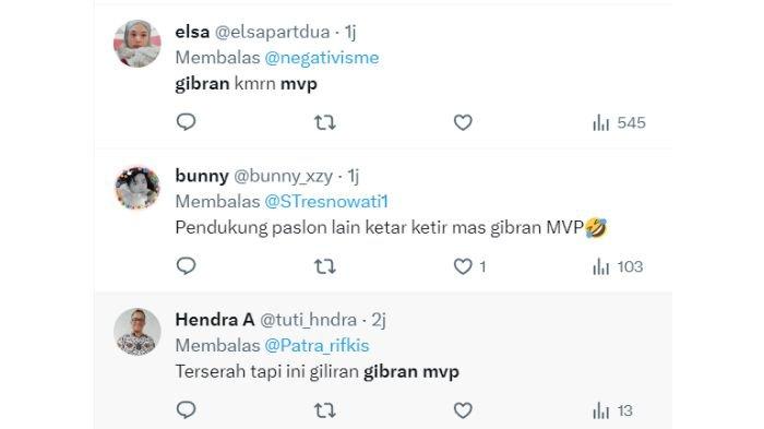 Warganet di laman X puji Gibran MVP.