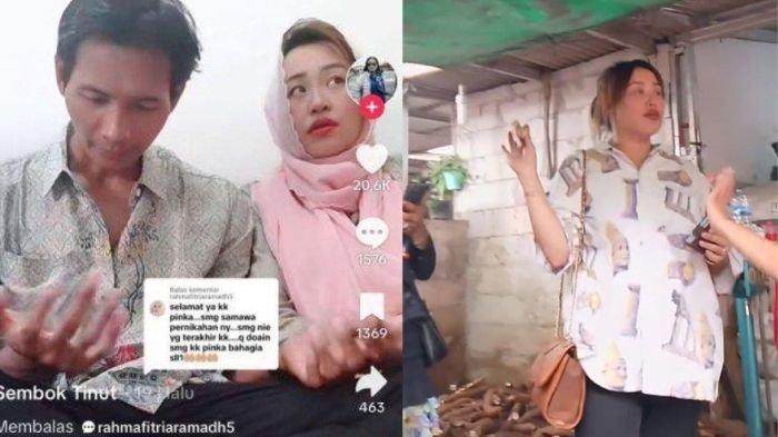 Pinkan Mambo dan suami barunya, Arya Khan. Pinkan Mambo senantiasa mendampingi sang suami berjualan singkong di pasar.