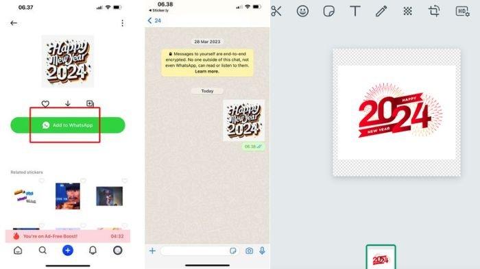 Cara bikin stiker Tahun Baru 2024 pada WhatsApp di HP dan WhatsApp Web dengan mudah.