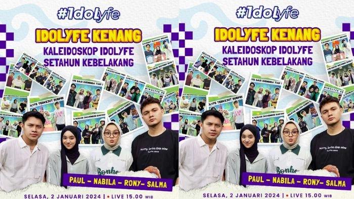 IdoLyfe hari ini, temanya tentang kaleidoskop IdoLyfe setahun ke belakang, akses live streaming RCTI untuk menyaksikan kilas balik bersama Rony Parulian, Nabila Taqiyah, Salma Salsabil, Nyoman Paul.