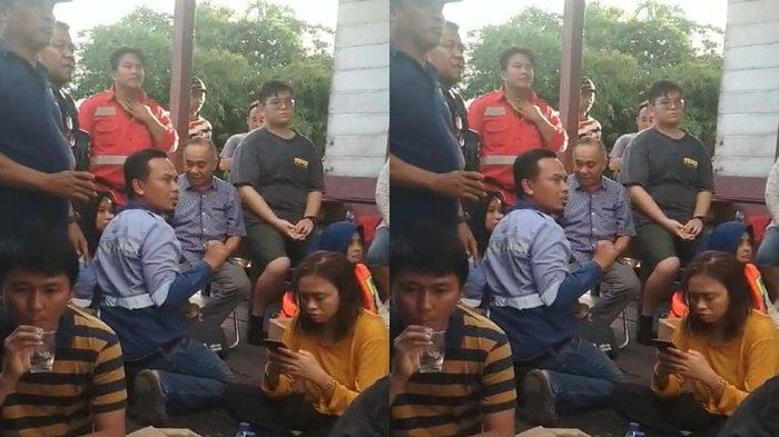 Wakil Bupati Kubar H Edyanto Arkan bersama korban selamat dalam insiden speedboat terbakar di perairan Muara Kaman, Kukar, Jumat (5/1/2024).