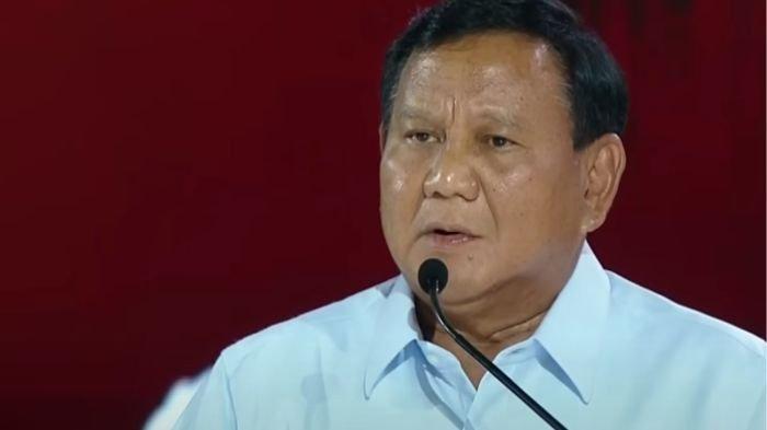 Prabowo Subianto saat Debat Capres 2024 tadi malam, Minggu (7/1/2024). Prabowo sebut istilah 'Ing Ngarso Sung Tulodo', apa maknanya?