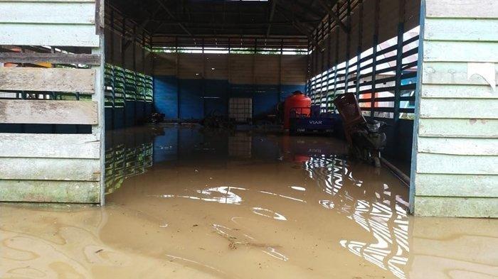 Banjir di Kampung Merabu yang terjadi pada tahun lalu. Curah hujan tinggi, sejumlah wilayah di Kabupaten Berau berpotensi banjir dan tanah longsor.