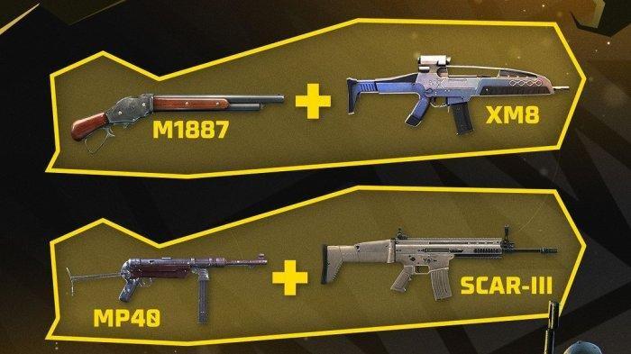 Beberapa pilihan senjata di Free Fire.
