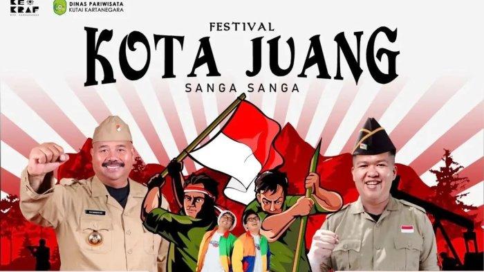 KONSER JONO JONI - Pemerintah Kabupaten Kutai Kartanegara (Kukar), melalui Dinas Pariwisata, bersama Komite Ekonomi Kreatif (Kekraf), menggelar Festival Kota Juang di Kecamatan Sanga-sanga, Kukar, Kalimantan Timur, Selasa (30/1/2024).
