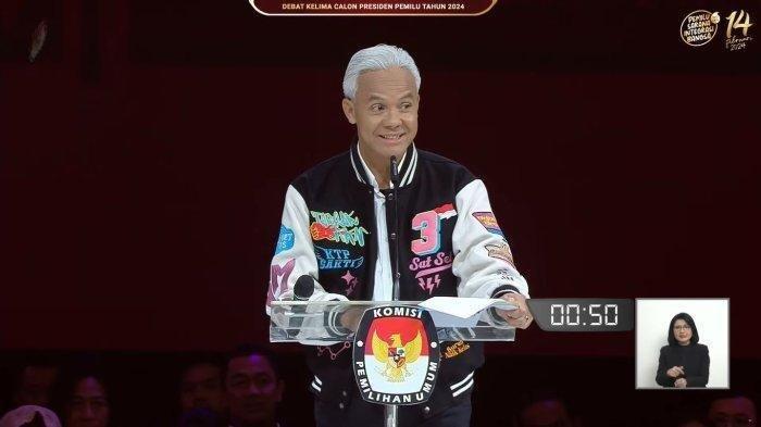 Capres nomor urut 3, Ganjar Pranowo. Pada pernyataan penutup di debat kelima Pilpres 2024