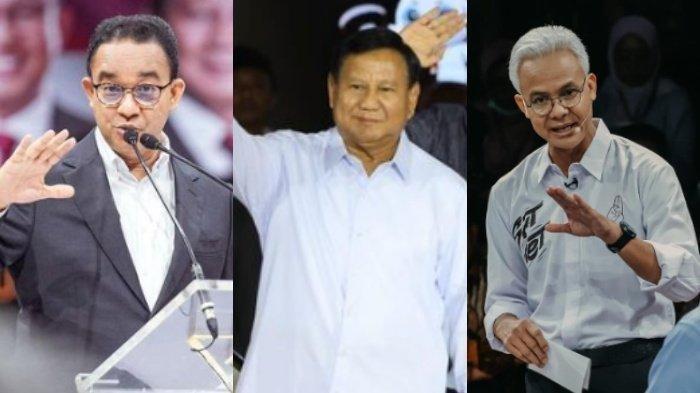 CALON PEMENANG PILPRES - Tiga capres di Pilpres 2024, Anies Baswedan, Prabowo Subianto dan Ganjar Pranowo. 7 hasil survei capres terbaru 2024, paslon terkuat jelang debat capres terakhir, selisih signifikan.