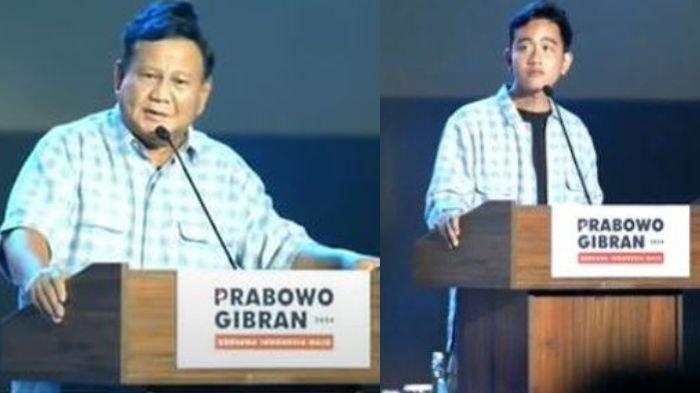 Prabowo dan Gibran saat pidato kemenangan di Istora usai hasil di quick count Pilpres 2024 paslon nomor urut 02 unggul, berikut isi pidato selengkapnya.
