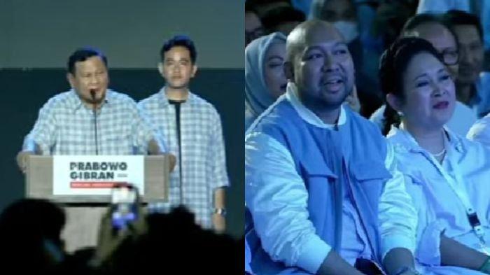 Prabowo beri pidato di Istora soal keunggulan pada hasil quick count Pilpres 2024, tak lupa menyapa Titiek Soeharto yang kemudian membuat massa di Istora bergemuruh.
