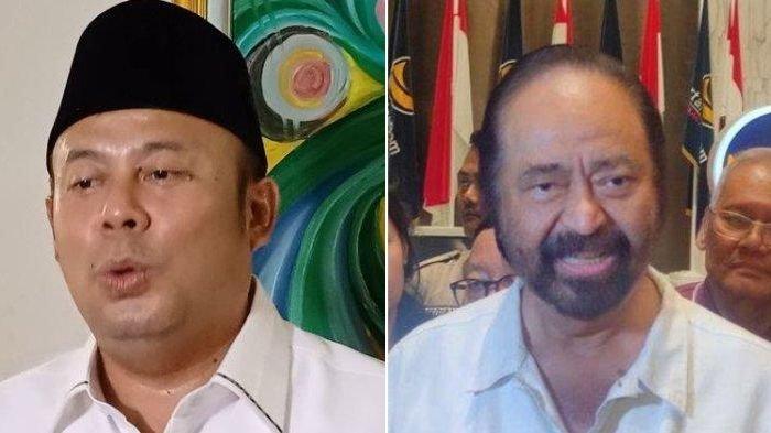 Ketua DPP Partai Kebangkitan Bangsa (PKB) Cucun Ahmad Syamsurijal (kiri) dan Ketua Umum NasDem Surya Paloh (kanan). Cucun sebut tak ada koordinasi dengan koalisi AMIN terkait pertemuan Surya Paloh dan Presiden Jokowi di Istana.