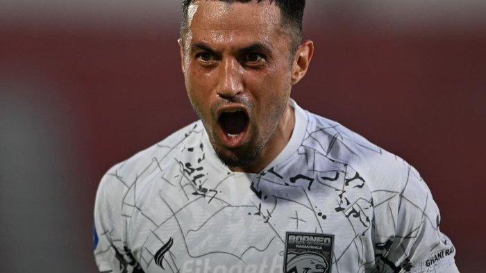 LIGA 1 - Selebrasi Stefano Lilipaly usai berhasil mencetak gol kedua bagi Borneo FC atas Persikabo 1973.TRIBUNKALTIM.CO/HO/BORNEO FC