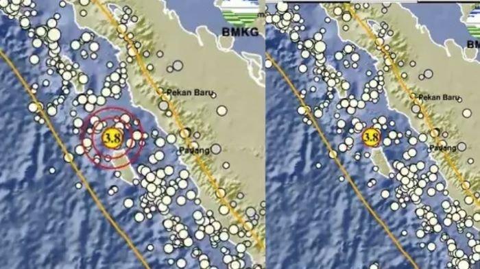 Gempa bumi di Pasaman Barat Sumatera Barat terjadi baru saja 2 menit yang lalu dengan magnitudo 3.8, simak info BMKG.