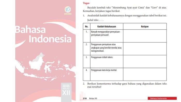 Soal Bahasa Indonesia kelas 9 SMP halaman 210, cek kunci jawabannya.