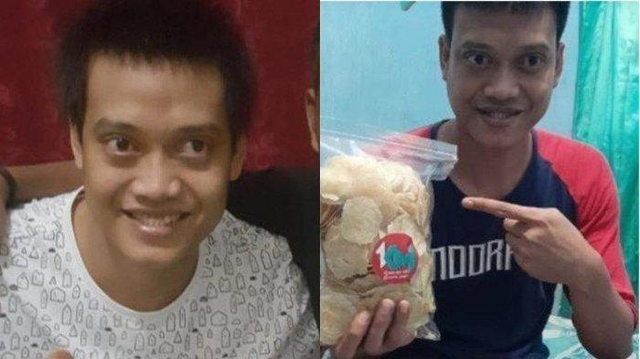 Eks Penjaga Arema FC, Kurnia Meiga. Untuk menyambung hidup, Meiga kini berjualan emping di TikTok.