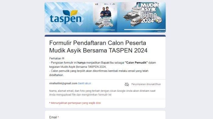 MUDIK GRATIS 2024 - Inilah link pendaftaran Mudik Gratis Lebaran 2024 BUMN PT Taspen yang dibuka sampai 21 Maret 2024 https://bit.ly/MudikAsyikBersamaTASPEN2024.