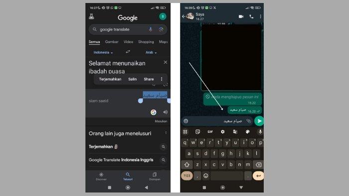 TULISAN ARAB WHATSAPP - Simak cara bikin chat WhatsApp dengan tulisan Arab dengan menggunakan Google Tanslate.