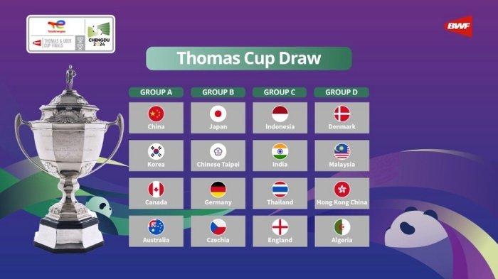 THOMAS UBER CUP 2024 - Hasil drawing Thomas Cup 2024. Tim putra Indonesia berada di grup neraka.