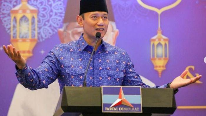 Ketua Umum Demokrat AHY dalam acara acara Silaturahmi dan Buka Bersama Partai Demokrat di kawasan Mampang Prapatan, Jakarta Selatan, Sabtu (23/3/2024).