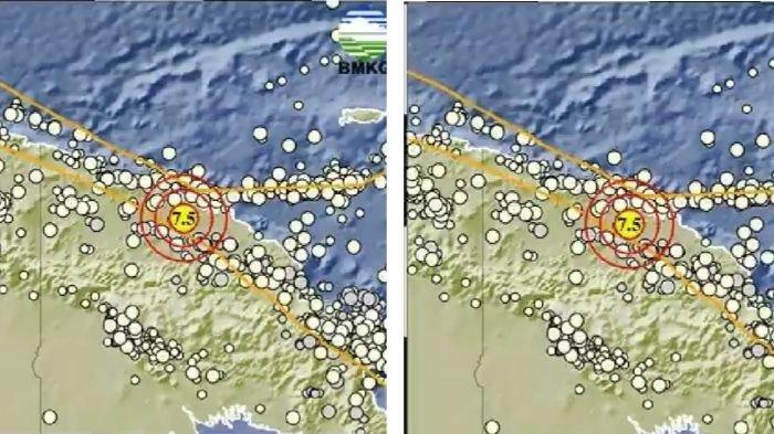 GEMPA BUMI - Gempa besar guncang Papua dengan magnitudo 7.5 baru saja terjadi 2 menit yang lalu, berikut info BMKG