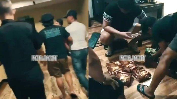 SABU-Kolase tangkapan layar feels Instagram @fakta.rakyat yang memperlihatkan personel Polda Kaltim mengamankan 31 kilogram sabu di Pontianak. Terduga pelaku digiring ke sebuah ruangan seperti kamar hotel, di mana ditemukan beberapa kemasan berisi sabu yang disimpan di dalam tas.TRIBUNKALTIM.CO/HO