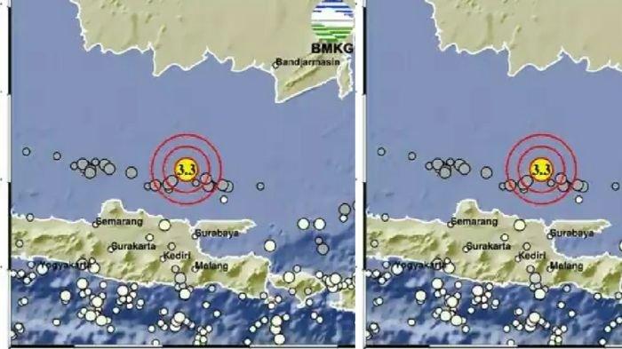 GEMPA TERKINI 2 MENIT YANG LALU - Gempa bumi terjadi di Tuban Jawa Timur magnitudo 3.3.