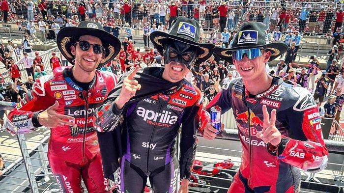 LIVE RACE MOTOGP - Podium MotoGP Amerika 2024, Enea Bastianini, Maverick Vinales dan Pedro Acosta.