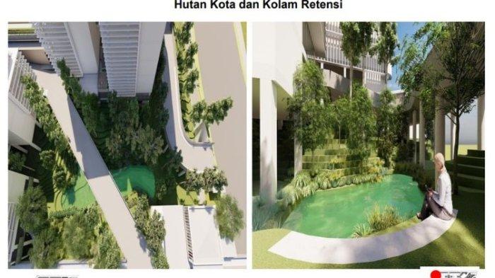 BANGUN IKN NUSANTARA - Nantinya, perkantoran Menteri Pertahanan akan berkonsep ramah lingkungan dengan mengandalkan konsep asri hijau. Satu di antara daur ulang ramah lingkungan yakni menampung air hujan. Di gedung Kementerian Pertahanan akan ada wadah untuk menangkap air hujan. 
