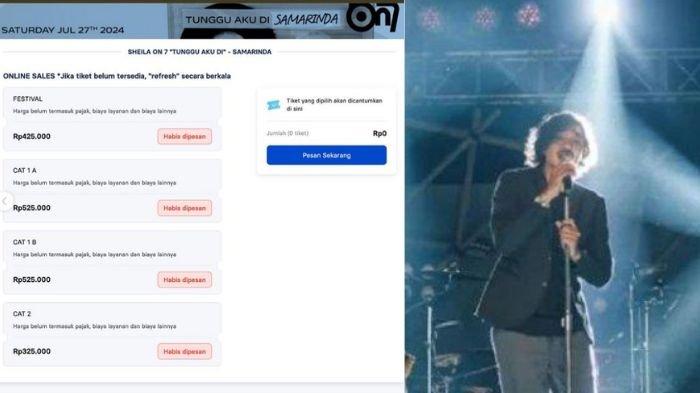 Laman penjualan tiket konser Sheila On 7 di Samarinda, informasi menunjukkan tiket telah habis terjual. Adapun harga tiket dijual mulai dari Rp 325 ribu hingga Rp 525 ribu.
