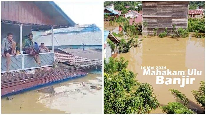 BANJIR DI MAHULU - Kondisi pemukiman warga di Ujoh Bilang, ibu Kota Kabupaten Mahulu, terendam banjir setinggi empat meter lebih pada Kamis (16/5/2024) pagi. Kepala BPBD Mahulu Agus Dermawan. Saat ini tim benar-benar harus kerja keras. Sebagaimana peralatan penanganan banjir sangat terbatas. 