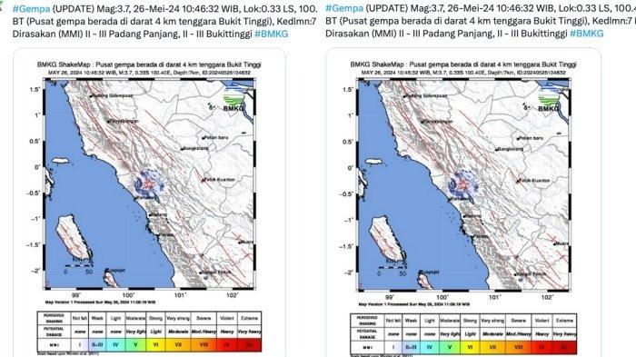 GEMPA SUMBAR HARI INI - Info gempa Sumbar hari ini, Minggu (26/5/2024) dari BMKG.