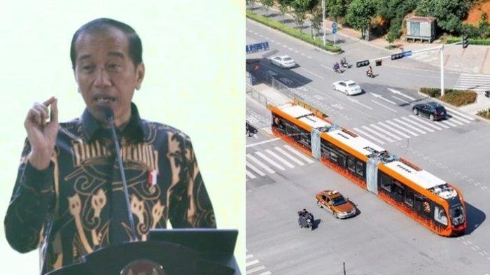 Wujud kereta otonom ART. Presiden Jokowi saat berada di Kota Balikpapan mengajak daerah-daerah di Indonesia yang memiliki kemampuan anggaran untuk segera berkoordinasi dengan Menteri Perhubungan dalam rangka membangun moda transportasi massal Autonomous Rapid Transit, Selasa (4/6/2024).