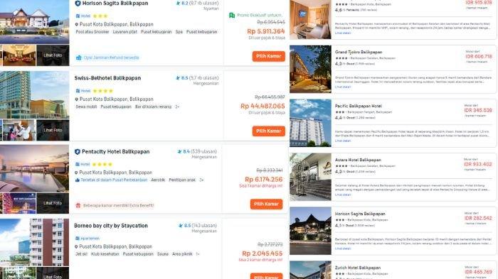HARGA HOTEL BALIKPAPAN NAIK - Harga hotel/penginapan di Balikpapan melonjak naik drastis hingga 44 juta, diduga kenaikan harga karena demand yang tinggi akibat event Apeksi.