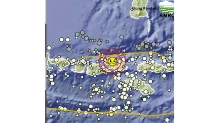 GEMPA 2 MENIT LALU - Gempa baru saja terjadi di Dompu NTB 2 menit lalu, magnitudo 3.5.