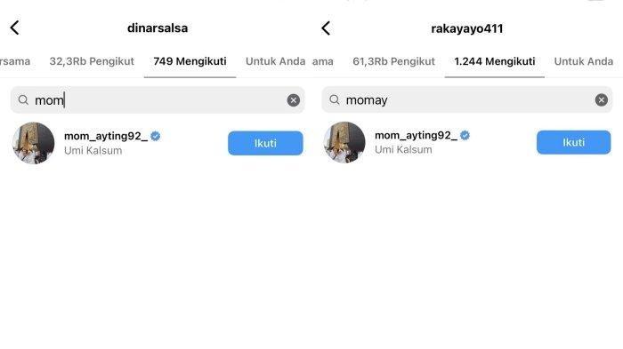 RUMOR BATAL NIKAH - Instagram ibunda dan adik Lettu Fardana masih follow akun Umi Kalsum. Meski ibunda Ayu Ting Ting, Umi Kalsum tak lagi follow keduanya. Rumor Ayu Ting Ting batal nikah dengan Lettu Fardana pun kian santer.