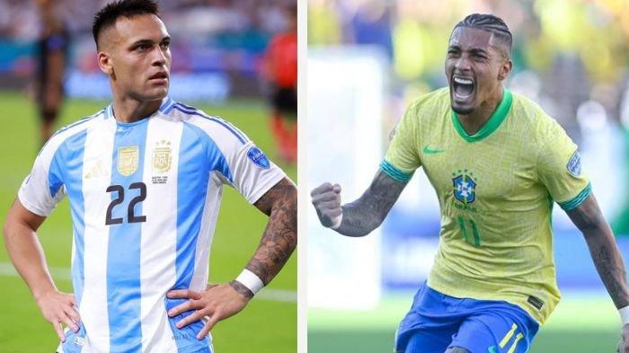 Pemain Argentina dan Brasil. Berikut jadwal perempat final Copa America 2024, Argentina vs Ekuador, Uruguay vs Brasil