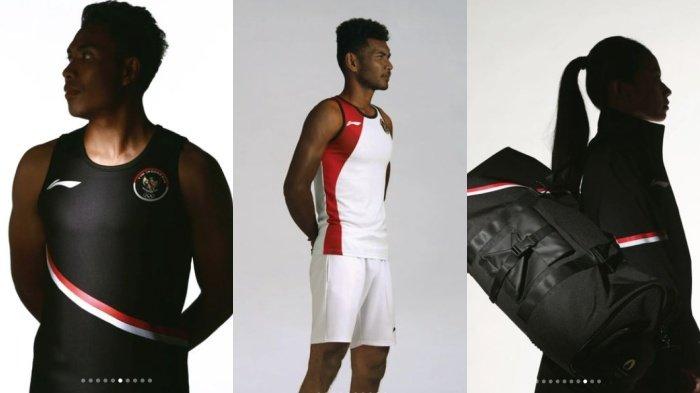 JERSEY INDONESIA - Dari kiri ke kanan: Lalu Muhammad Zohri, La Memo dan Rifda Irfanaluthfi dalam balutan jersey Indonesia di Olimpiade 2024 Paris. Jersey Indonesia di Olimpiade 2024 Paris sudah dirilis. Cek penampakan jersey Indonesia yang didesain anak Prabowo, lengkap jersey, pants hingga tas.