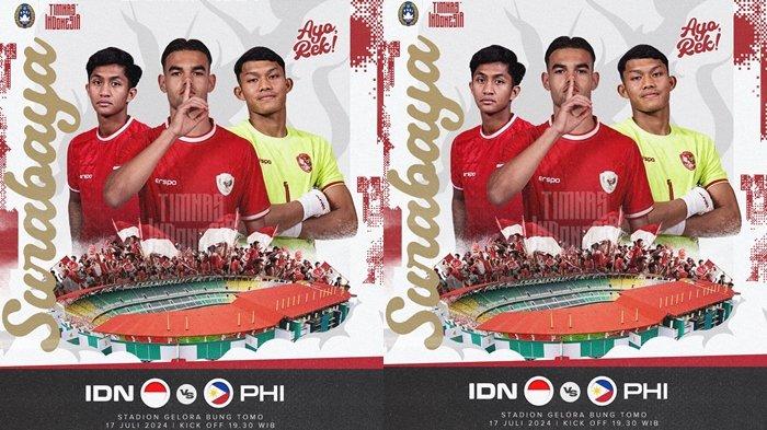 Timnas Day. Laga Timnas Indonesia U-19 vs Filipina, digelar di Stadion Gelora Bung Tomo, Surabaya, Jawa Timur, Rabu (17/7/2024), Pukul 19.30 WIB.