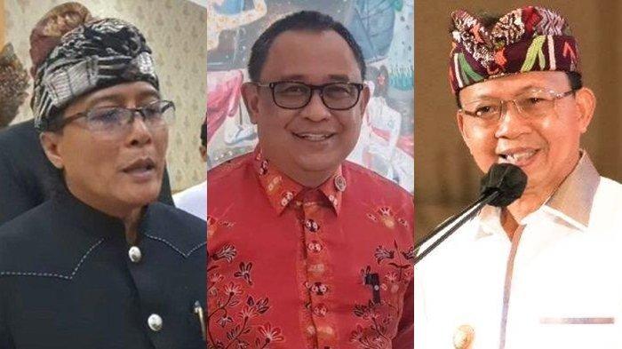 PILGUB BALI 2024 - I Nyoman Giri Prasta (kiri), Ari Dwipayana (tengah) dan Wayan Koster. Berikut hasil survei elektabilitas di Pilkada Bali 2024.