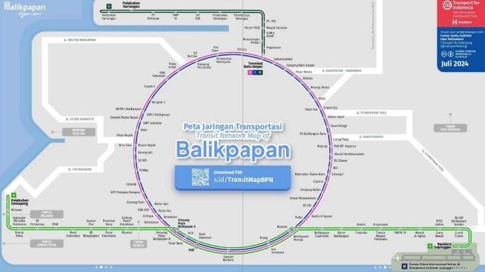 RUTE BUS TRANS BALIKPAPAN - Peta transportasi kota Balikpapan.